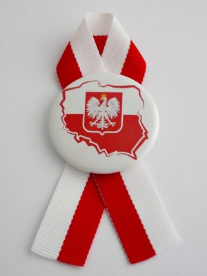 Mały Kotylion Polski z przypinką kontur Polski - obrazek 3