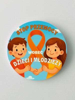 Przypinka Pomarańczowa Wstążka z Dziećmi