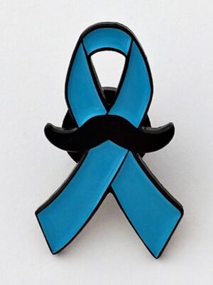 Niebieska wstążka z wąsem - Movember - metalowy pin