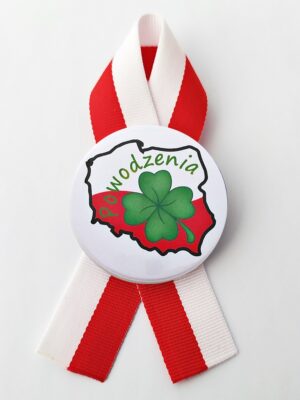 Mały Kotylion Polski z przypinką Powodzenia Polsko! - obrazek 1