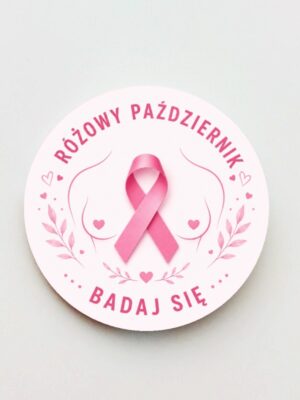 Przypinka Różowa Wstążka - Różowy Październik - Badaj się! - obrazek 1