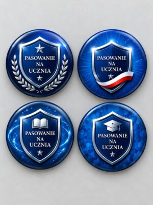 Przypinka Pasowanie na Ucznia – granatowa odznaka dla pierwszoklasisty - obrazek 1